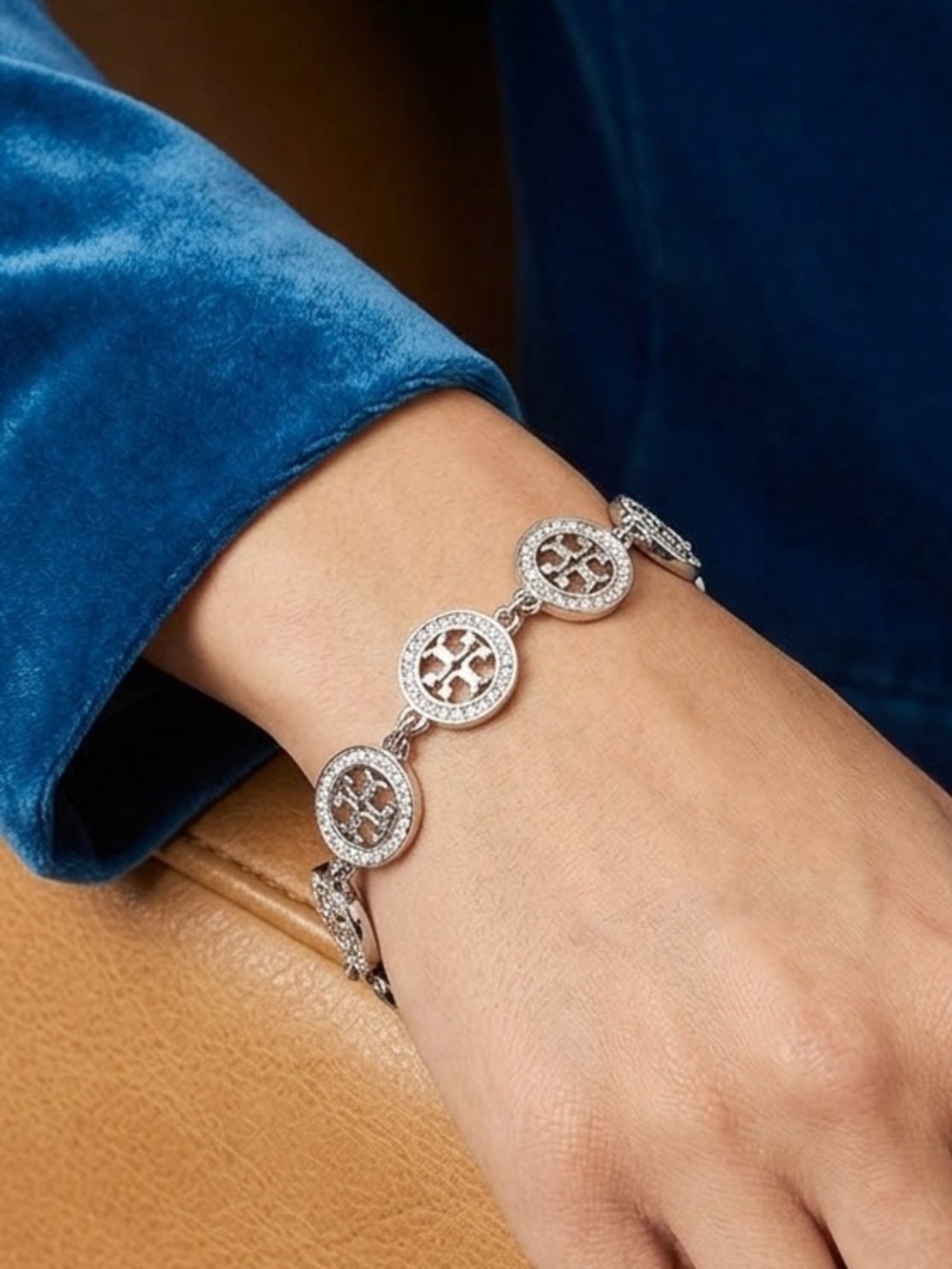 Tory Burch Silver Logo Bracelet